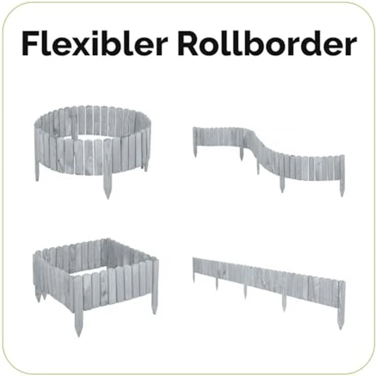 Garronda Beeteinfassung Holz Rollzaun Holzzaun 200 x 8 cm imprägniert Flexibler Rollborder Rasenkante Palisade Gartenzaun Umzäunung für Garten GD-0046 (Grau, Höhe: 8 cm) - Wetter- und schädlingsbeständiger Holzgartenzaun, flexible Formgestaltung – Bild 2