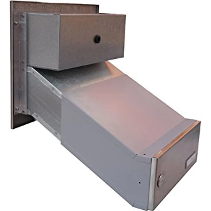 Letterbox24 D-042 Edelstahl Mauerdurchwurf Briefkasten mit Klingel & Sprechsieb (Tiefe: 35-50 cm), wetterfest & langlebig, gebürsteter Edelstahl – Bild 2