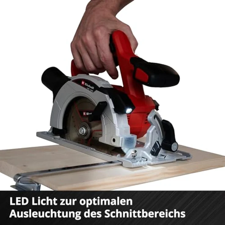 Einhell Akku-Handkreissäge TE-CS 18-150 Li-Solo Power X-Change PXC (18 V, Li-Ion, D150 x D10 mm Sägeblatt, Schnitttiefe + Neigungswinkel werkzeuglos einstellbar, LEDs, ohne Akku und Ladegerät) – Bild 6