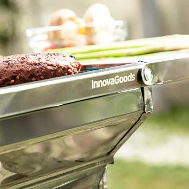 InnovaGoods Zusammenklappbarer Holzkohlegrill aus Edelstahl, Tragbar, Leicht zu reinigen, Rostfreier Stahl, ideal für Picknicks, Camping, Garten, Strand – Bild 5