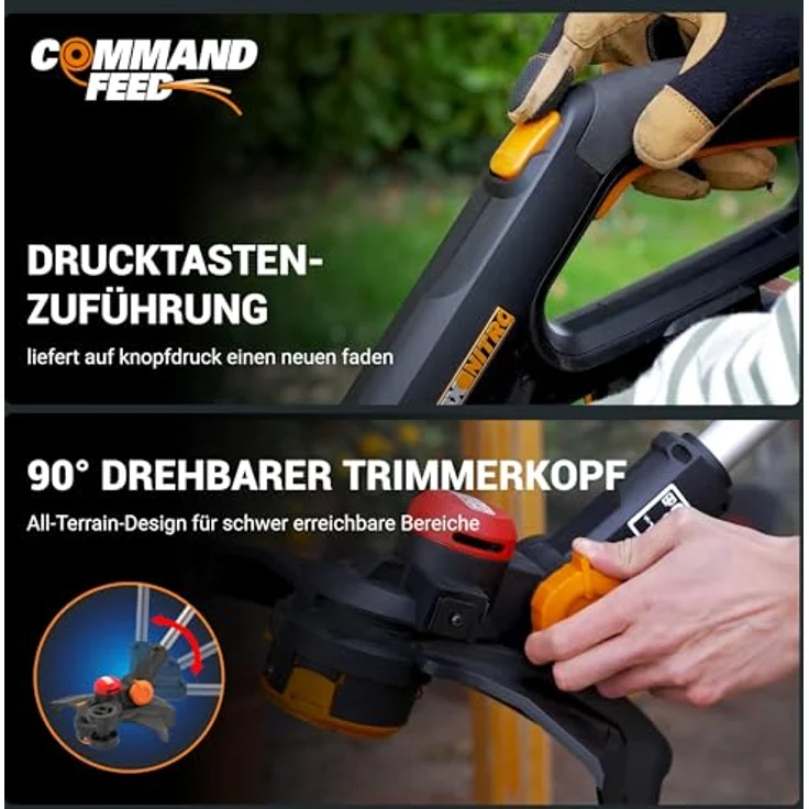 Worx Nitro WG173E.9 Akku-Rasentrimmer, 33 cm Arbeitsbreite Faden, 3-IN-1 Funktion, bürstenloser Motor – Bild 5