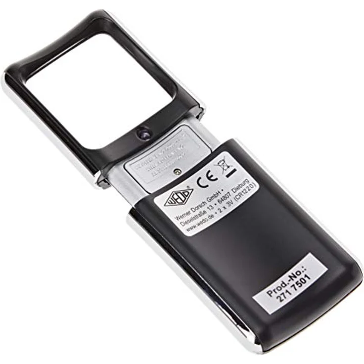 Wedo 2717501 Lupe eckig (mit LED Beleuchtung inklusiv Batterien) schwarz, 11,2 x 5,0 x 1,3 cm – Bild 3