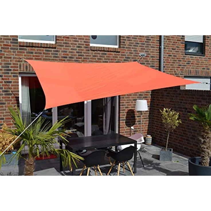 Floracord 06-77-07-39 Vierecksonnensegel mit Regenschutz 2,5 x 3 m inklusive Zubehör mit dauerelastischen Spanngurten, Terracotta, orange – Bild 3