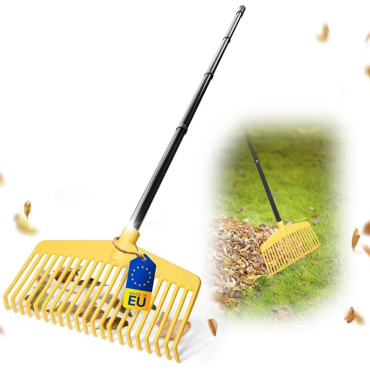 Novatool 2-in-1 Laubbesen & Laubgabel, Rechen mit 4tlg Steck- und Schraubstiel, 3x Laubbesen