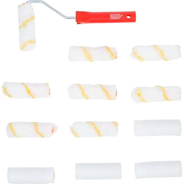 BGS technic Lackroller-Satz, 76515, 13-teilig, ergonomische Griffe, stabile Stahlbügel, für glatte und leicht strukturierte Oberflächen – Bild 3