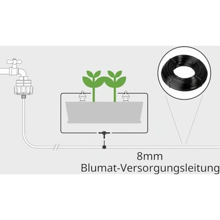 Blumat TROPF Zufuhrschlauch, 10 m Rolle, schwarz, 8 mm Aussendurchmesser – Bild 4
