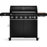 BURNHARD Gasgrill Fat Fred Parent, 900 Grad Infrarot-Keramikbrenner, Heckbrenner, 2023er Version, 27,2 kW Grill 6 Brenner Black Series, Pulverbeschichteter Stahl