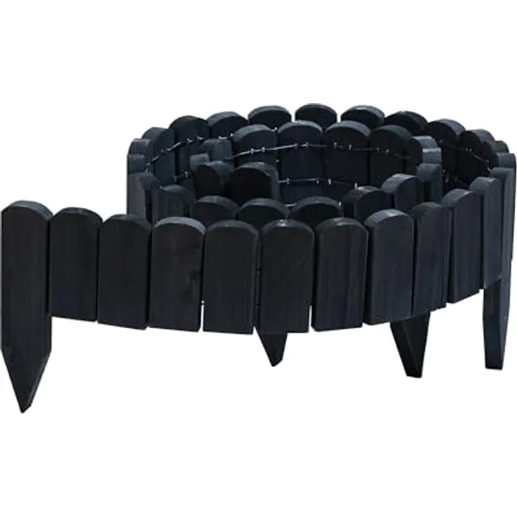 Gartenwelt Riegelsberger Rollboarder Anthrazit Länge 203 cm Zaunhöhe 10 cm Holzzaun Mähkante Rasenkante Tannenholz