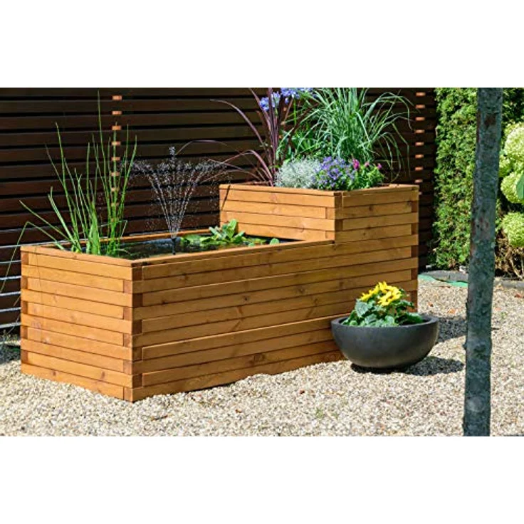 dobar Hochteich "Superb", Hochteich aus robustem Kiefernholz mit Teichfolie, 180 x 78 x 80 cm, 450l Fassungsvermögen – Bild 7