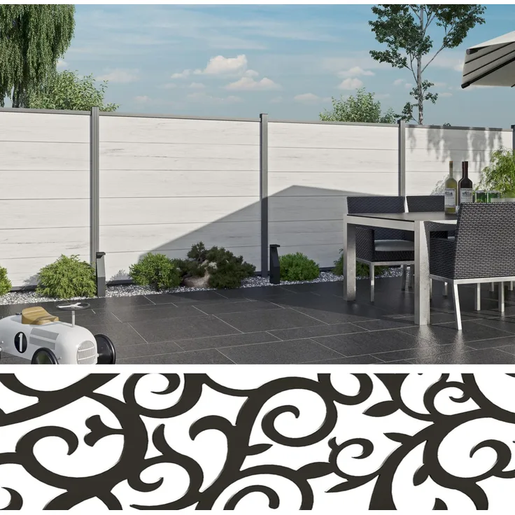 Tetzner & Jentzsch TeJe ECOSTECK-Gitterfüllung Ranken, 20 x 140 x 1800 mm, dekoratives Aluminium-Element für Gartenzäune