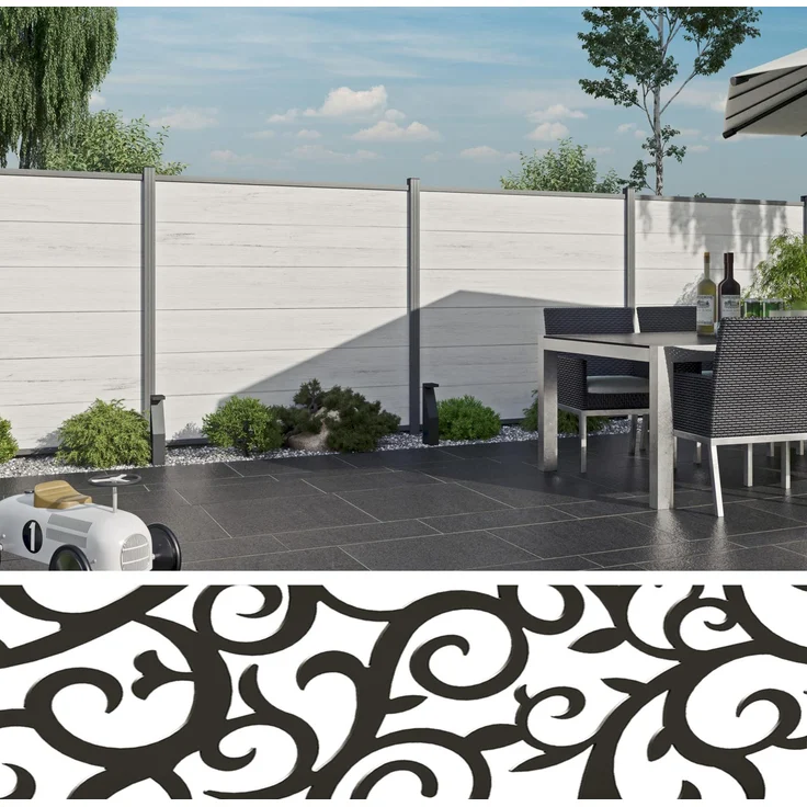 Tetzner & Jentzsch TeJe ECOSTECK-Gitterfüllung Ranken, 20 x 140 x 1800 mm, dekoratives Aluminium-Element für Gartenzäune