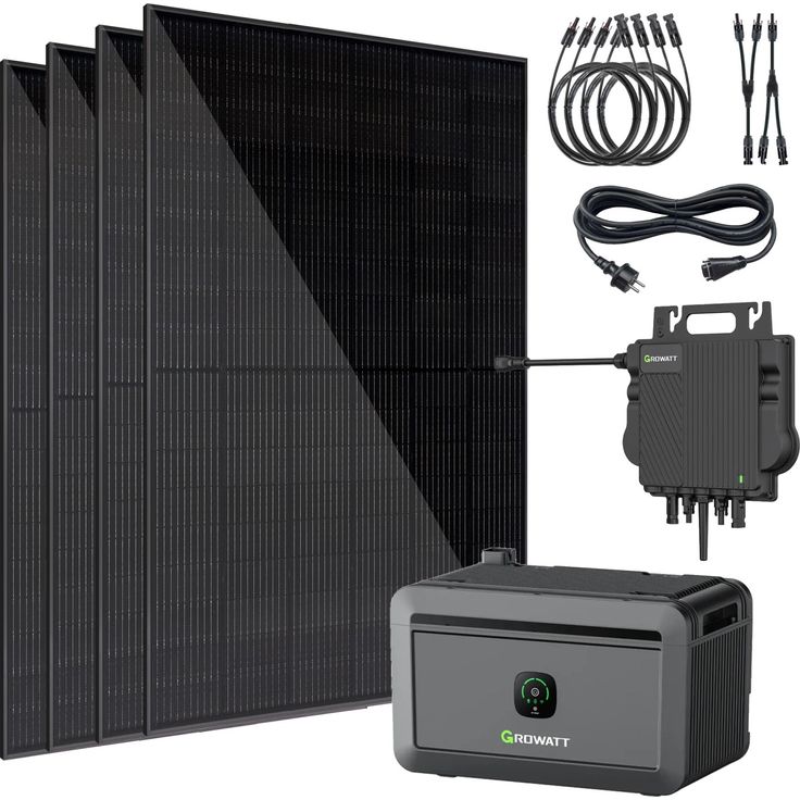 Vale Balkonkraftwerk Mini-PV 1720-GW8-A, Full Black mit 2.048 Wh Solarspeicher und bifazialen monokristallinen N-Type Panels