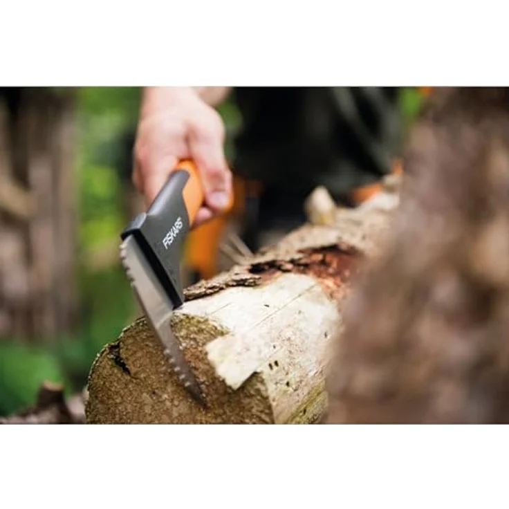 Fiskars Hand-Sappie zur Holzbearbeitung, Länge: 34,8 cm, Gehärtete Stahlklinge-Glasfaserverstärkter Kunststoffgriff, Inklusive Schutzhülle, Schwarz-Orange, WoodXpert, XA2, 1003622 – Bild 4