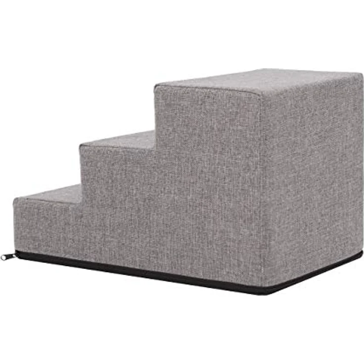 Bjird Hundetreppe und Katzentreppe, Antirutsch und beständig, 3-stufig für kleine Hunde, 50 x 30 x 30 cm, Grau – Bild 3