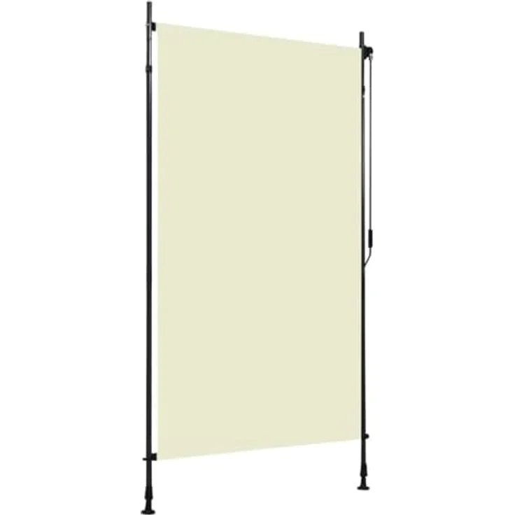 vidaXL Außenrollo 120 x 270 cm Creme, Senkrechtmarkise mit Handkurbel und höhenverstellbaren Pfosten – Bild 1