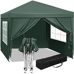 WOLTU Pavillon Pop-Up wasserdichter Faltpavillon Sonnenschutz Event Pavillon mit Seitenwänden Gartenpavillon auf Terrasse Camping Festival Pagodenzelt aus Oxford Metallrahmen 3 x 3 m Grün