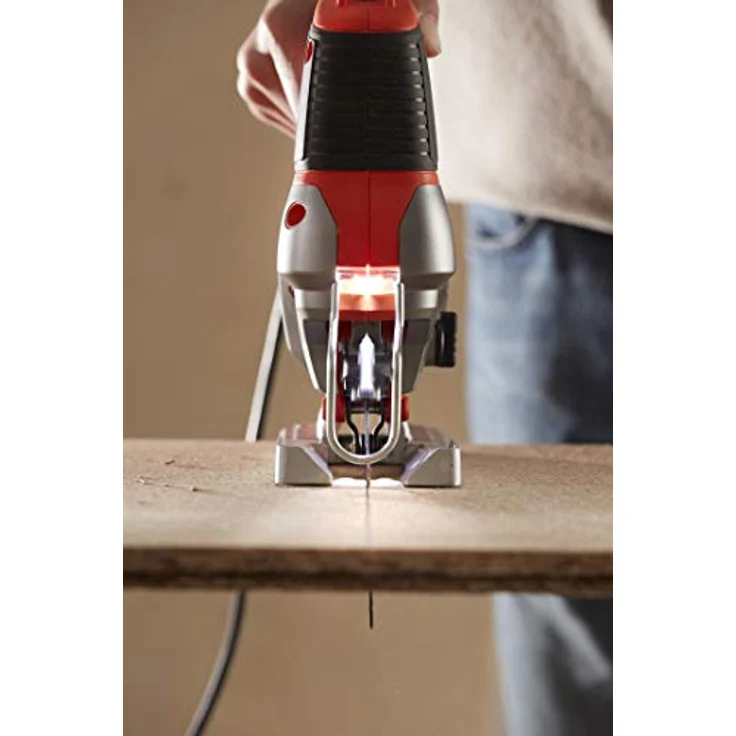 Black & Decker Elektronik-Pendelhub-Stichsäge (650W, 3 Pendelhubstufen, variable Hubzahl, Aluminium-Druckguss-Sägeschuh, Staubabsaugvorrichtung, für gerade-, Kurven- und Gehrungsschnitte) – Bild 6