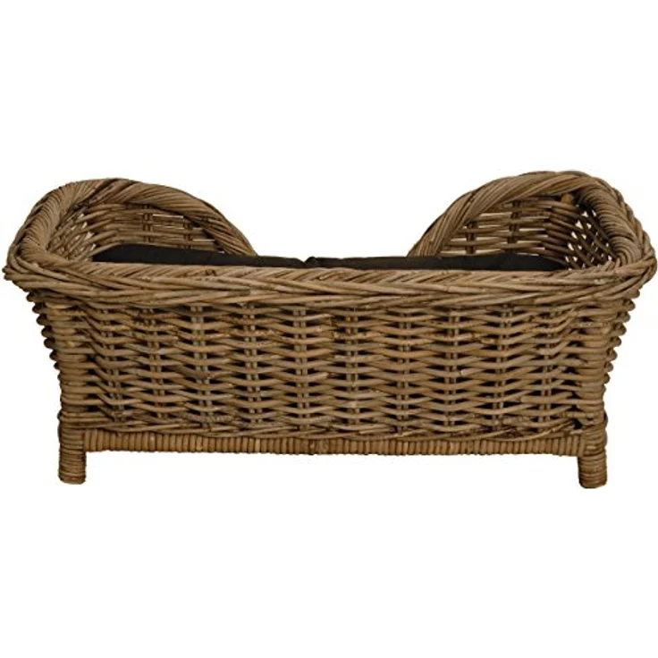 Korb-Outlet Rattan Hundekorb geflochten Hundebett Rattan Grau Korb Hund Hundecouch hoch mit Kissen (Naturmaterial Grau) - Preisvergleich – Bild 4