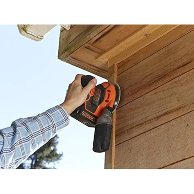 Black+Decker Akku-Exzenterschleifer (18V, 1,5 Ah, zum Schleifen-Polieren, Ergonomisches Griffdesign, inkl. Akku, Ladegerät, Schleifgitter (K80) und Werkzeugtasche, BDCROS18, 90 W) – Bild 7