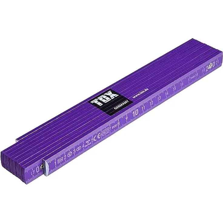 TOX Zollstock 2m in lila - Meterstab aus Buchenholz mit Winkelmessfunktion und farbigen Dezimalzahlen