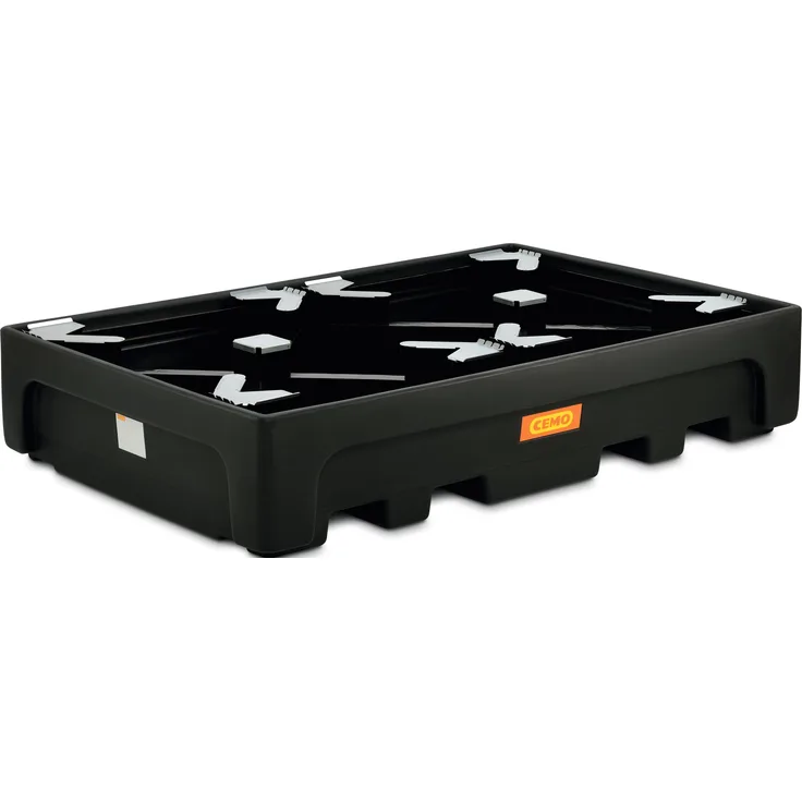 Cemo IBC-Auffangwanne "IBC", 1.100 l, PE, mit Stützkreuz, unterfahrbar, B 223 x H 44 x T 146 cm, zwei Einheiten
