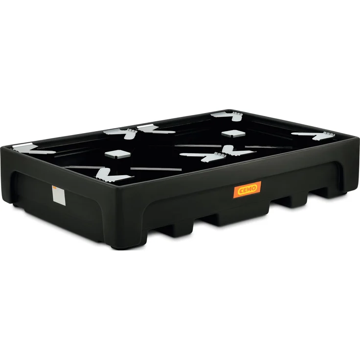Cemo IBC-Auffangwanne "IBC", 1.100 l, PE, mit Stützkreuz, unterfahrbar, B 223 x H 44 x T 146 cm, zwei Einheiten