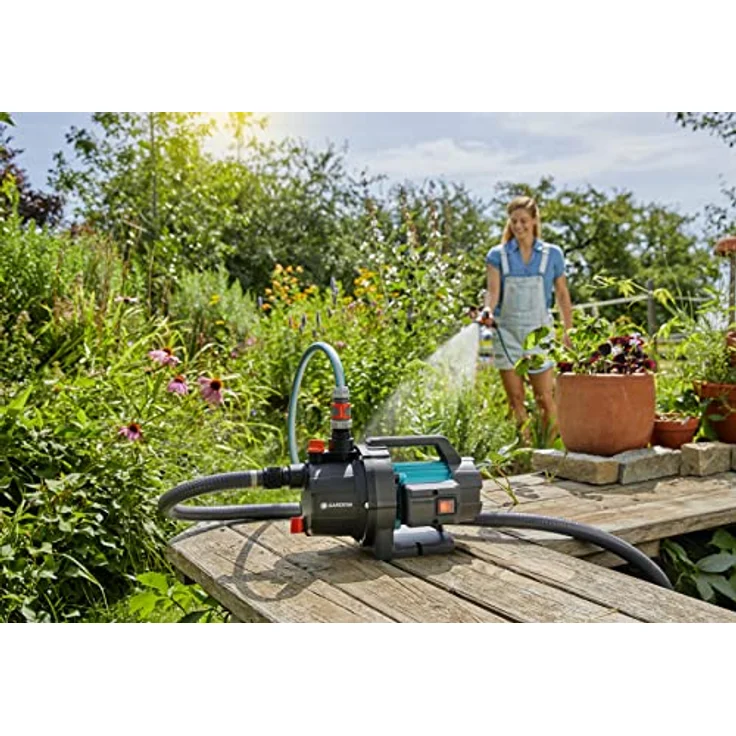 Gardena Gartenpumpe 3700/4 P Basic, Bewässerungspumpe mit 3700 l/h Fördermenge, 800 W, Edelstahlwelle, Kunststoffgehäuse, Regneranschluss möglich – Bild 3