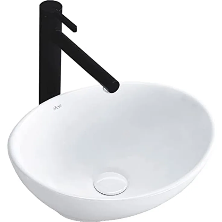 VBChome Waschbecken Kleine 41 x 35 x 15 cm Mini Keramik Weiß Oval Waschtisch Handwaschbecken Aufsatzwaschbecken Waschschale Gäste WC
