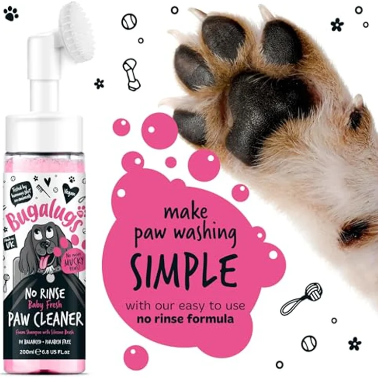 Bugalugs Hundepfotenreiniger, kein Ausspülen, Schaum, Katzen- und Hunde-Shampoo mit Silikonbürstenkopf, wasserlose Pflegeprodukte, Reisefreundlicher Pfotenreiniger für Hunde, besiegen Sie schlammige – Bild 5