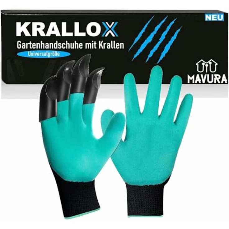 MAVURA KRALLOX Krallenhandschuhe Garten Handschuhe mit Krallen zum Graben, Universalgröße für Damen & Herren, Latexschutz, atmungsaktiv (schwarz) – Bild 1