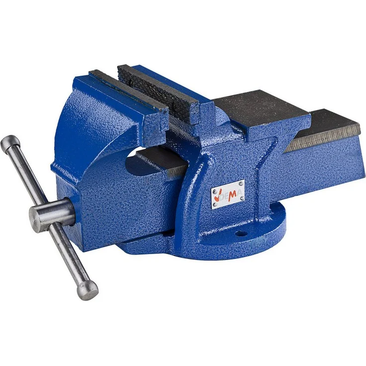 DEMA Guss-Schraubstock 125 mm, robust mit 126 mm Backenbreite und Amboss, blau