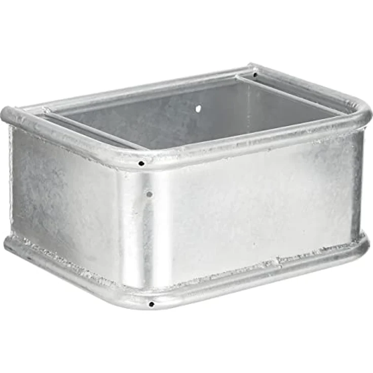 Kerbl Rechtecktrog (35 l), Futternapf aus feuerverzinktem Stahl, Silber – Bild 1