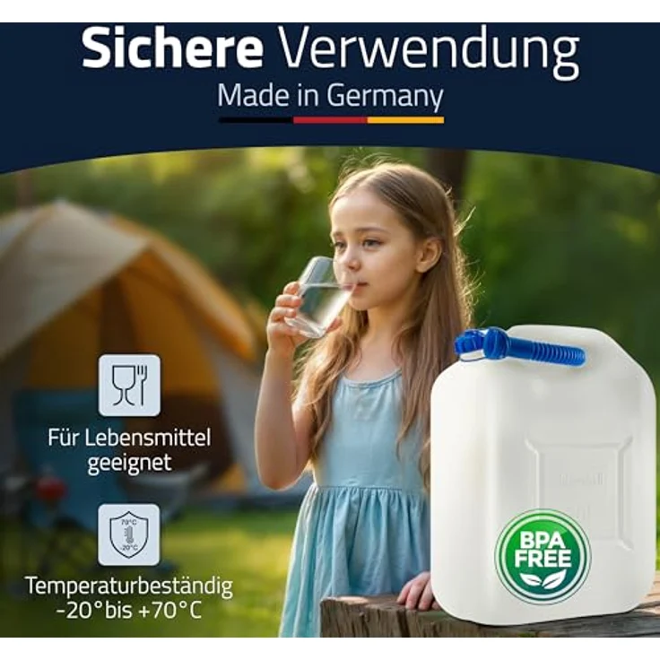 hünersdorff 817600 Wasserkanister ECO 22 L, HD-PE, Weiß, 22l, mit Rohr – Bild 5