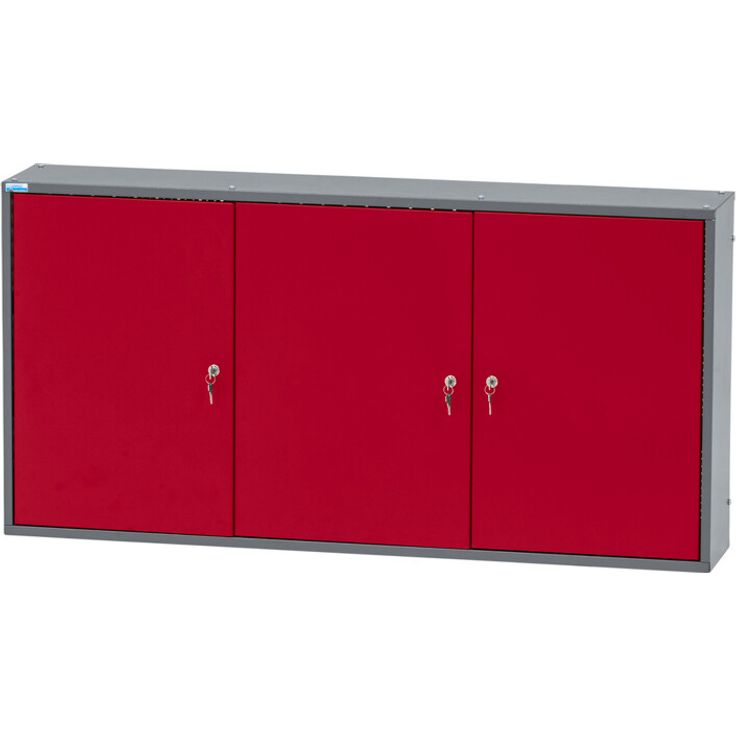 Küpper Hängeschrank 3-Türig, Werkzeugschrank mit 4 verstellbaren Fachböden, dunkelrot, 120 x 60 x 20 cm