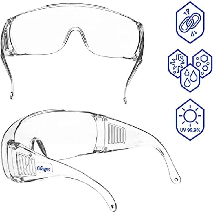 Dräger Schutzbrille X-pect 8110 | Überbrille auch für Brillenträger | Für Baustelle, Labor, Werkstatt und Fahrrad-Fahren | Leicht, klar und mit indirekter Belüftung | 3 St. – Bild 2