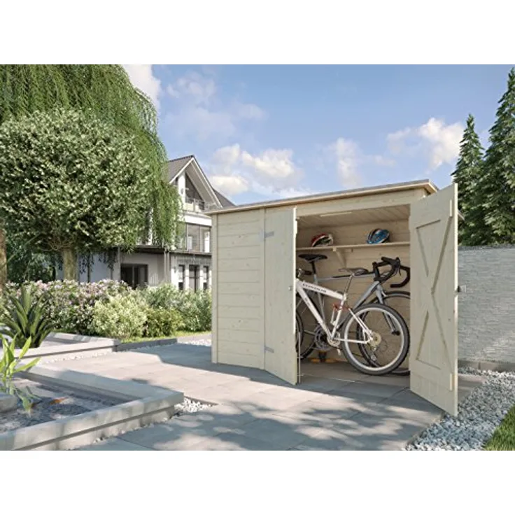 Weka Mehrzweckbox, Fahrrad- und Mülltonnenbox, natur, 219 x 100 x 151 cm
