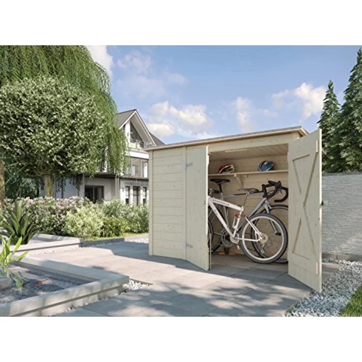 Weka Mehrzweckbox, Fahrrad- und Mülltonnenbox, natur, 219 x 100 x 151 cm – Bild 1