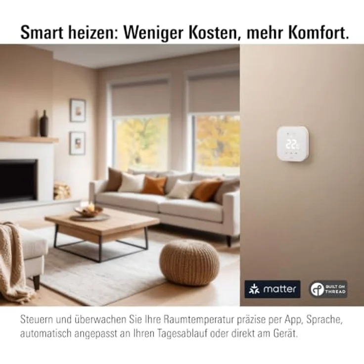 Eve Thermostat (Matter), Smartes Thermostat für wassergeführte Fußbodenheizungen, präzise Einzelraumsteuerung, App- und Sprachsteuerung, Heizmanagement – Bild 2