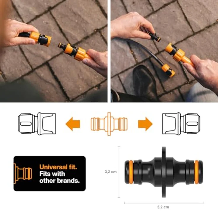 Fiskars 1027068 Schlauch-Verbindungsstück, Qualitätsverbinder für Schläuche von 9 mm bis 19 mm – Bild 3