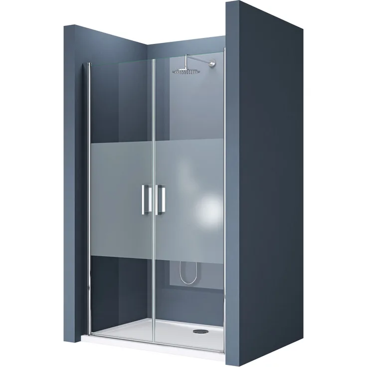 doporro Dusch-Drehtür Duschtür Nischentür dusche Duschabtrennung Duschkabine Teramo24, 85x195 cm, Klarglas mit Hebe-/Senkmechanismus und Edelstahlgriffen