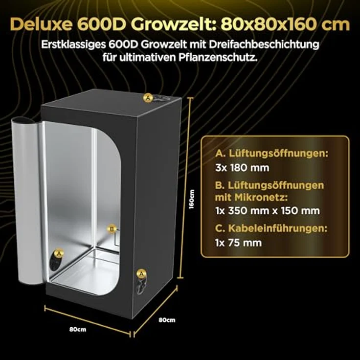 THE HOOKAH Gewächshaus Deluxe D600 Growbox Growzelt, Indoor-Anbau Lösung in vielfältigen Größen und Materialien – Bild 4