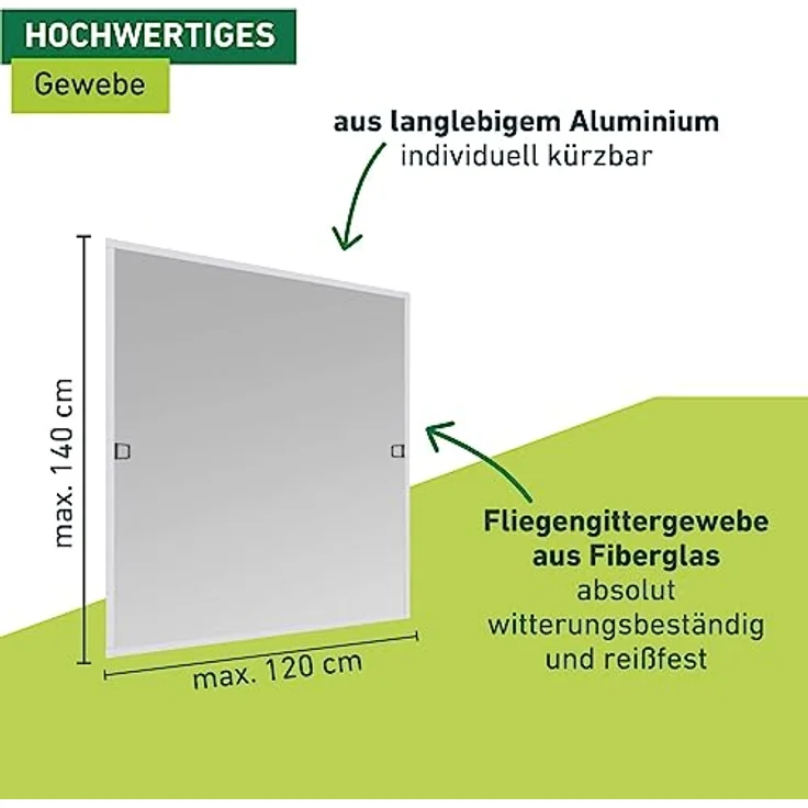 Windhager Insektenschutz Basic Rahmenfenster, Spannrahmenfenster, Fliegengitter Fenster, Selbstbausatz 120 x 140cm, weiß, 04505 – Bild 3