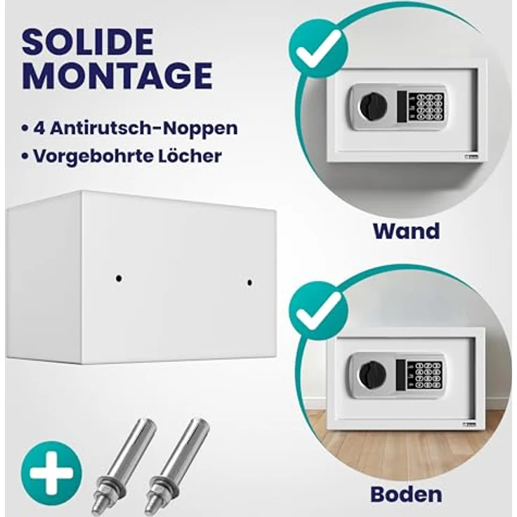 Deuba Elektrischer Möbeltresor 31x20x20cm - 3,2mm Tür inkl. Batterien – Bild 4