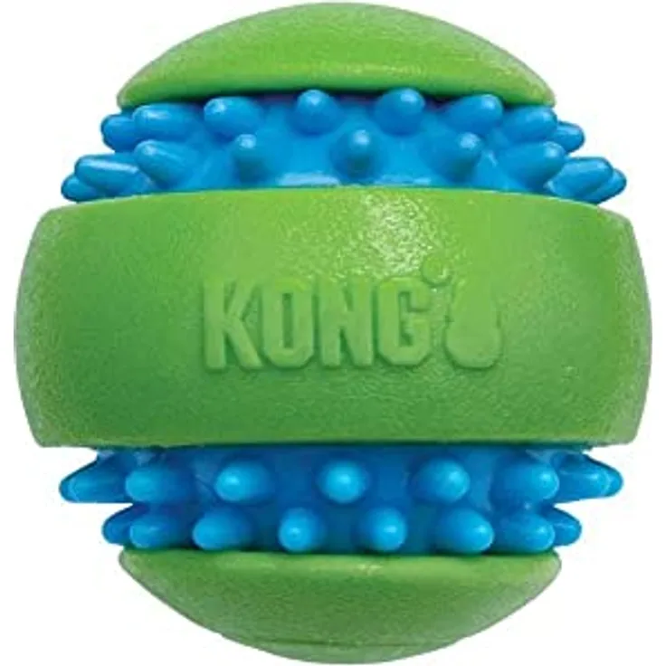 KONG Squeezz Goomz Ball XL EU, Tierspielzeug mit Quietscher, langlebiges Material, verschiedene Texturen