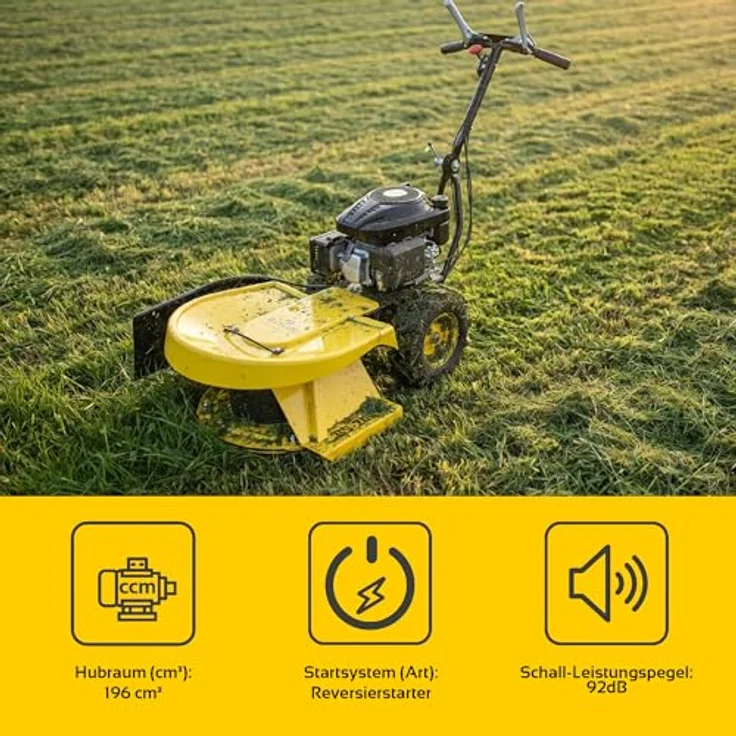 BAMATO Hochgrasschneider GS-200, Benzin-Rasenmäher mit LONCIN Motor, 580 mm Schnittbreite, 3,6 kW Leistung, höhenverstellbarer Lenkholm – Bild 4
