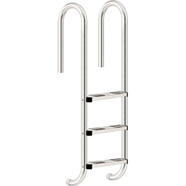 Zelsius V2A Edelstahl Poolleiter mit 3 Stufen | 50 x 26,5 x 132 cm - Silber | mit Rutschsicherung | Schwimmbadleiter für Pool und Schwimmbecken – Bild 1