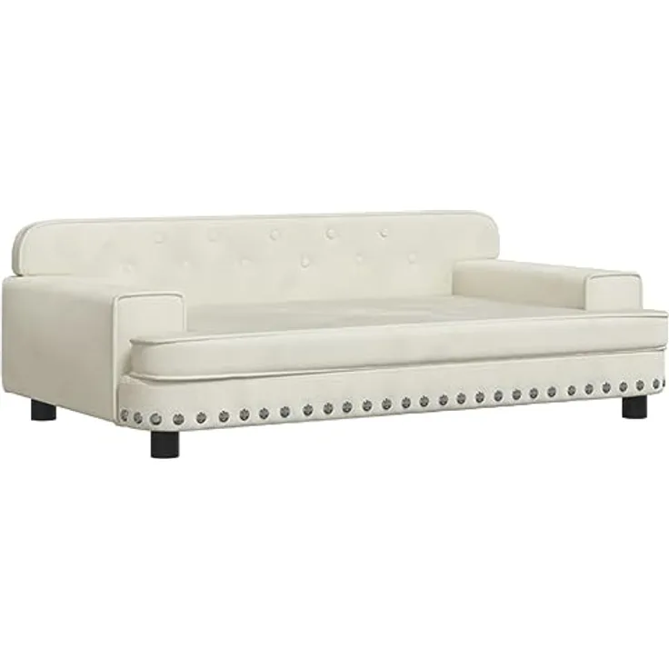 vidaXL Hundebett, Hundekissen mit weicher Polsterung, Hundesofa Hundecouch für kleine Hunde Haustiere, Haustierbett Katzenbett, Creme Samt