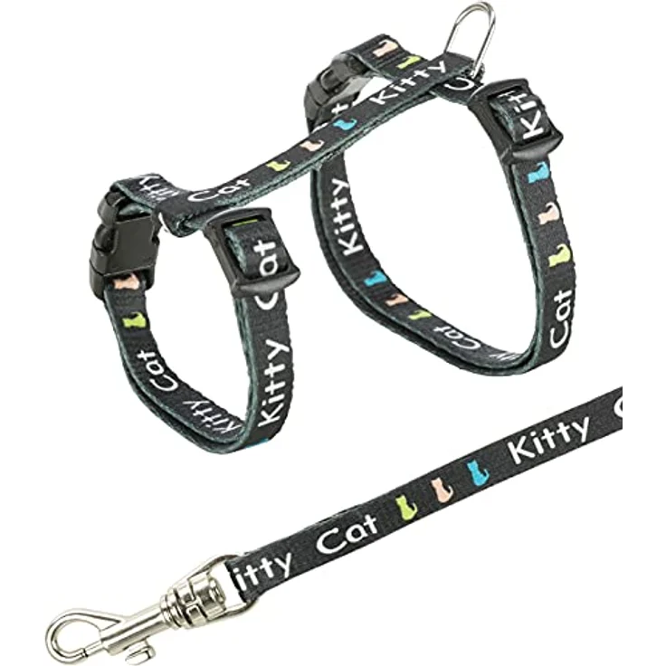 Trixie 4181 Kätzchengeschirr mit Leine, Nylon, 21–33 cm/8 mm, 1,20 m – Bild 1