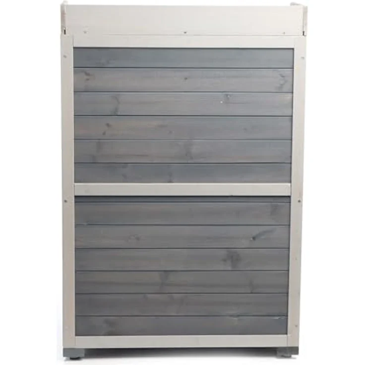 Wiltec Gartentisch mit Unterschrank und Arbeitsplatte, grau, Pflanztisch mit Schutzleisten für Gartenarbeiten, Holzschrank Werkzeugschrank Arbeitstisch für Garten – Bild 8