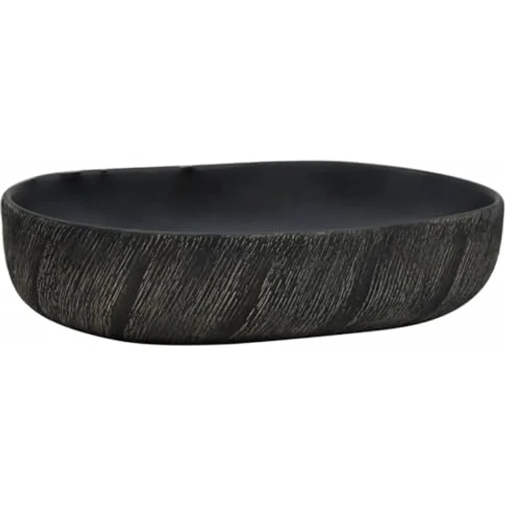 vidaXL Aufsatzwaschbecken, Schwarz Oval 59x40x14 cm Keramik, handgefertigt, minimalistische Eleganz im Vintage-Stil – Bild 1